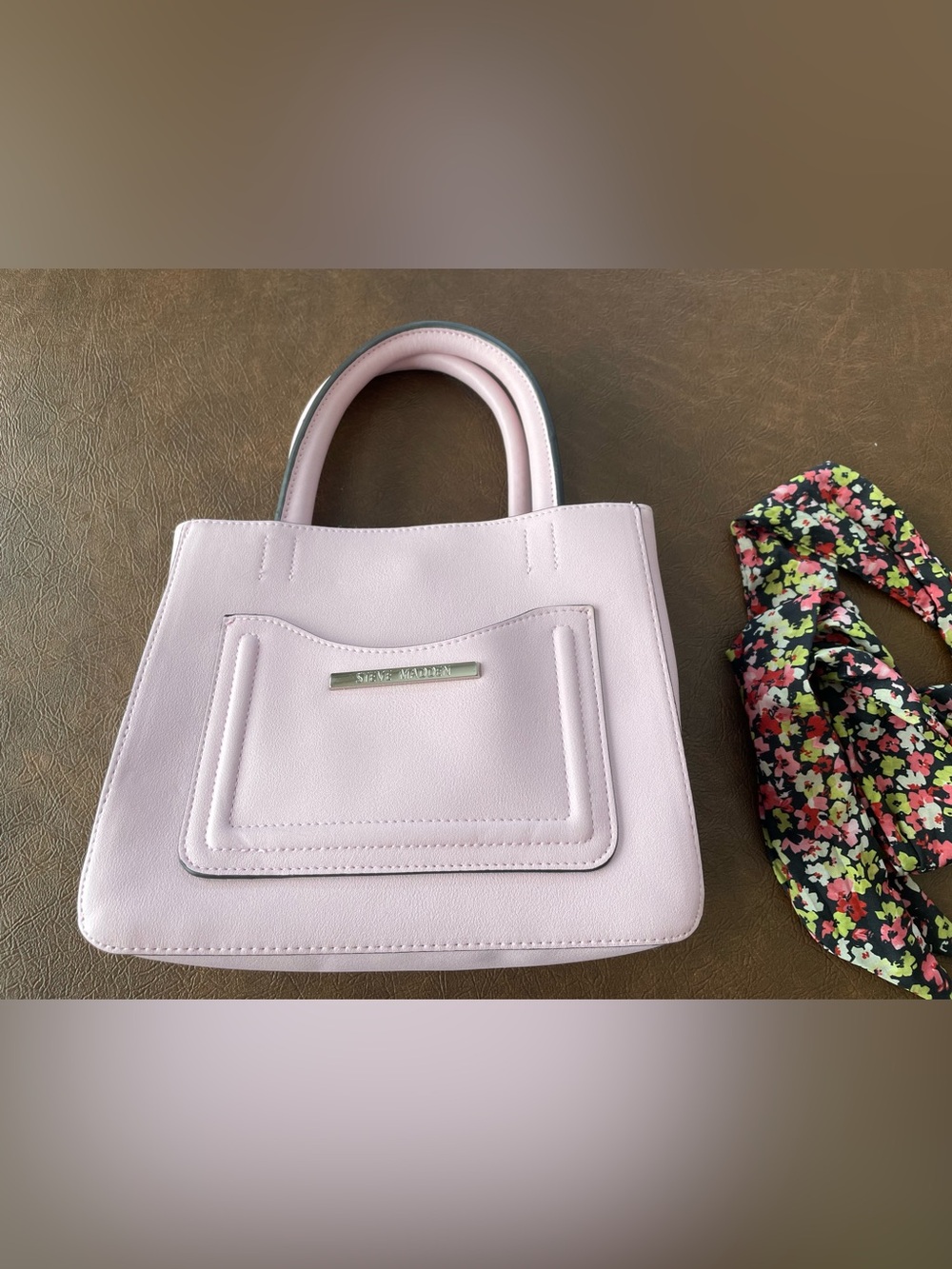 Steve Madden Light Pink Structured Top-Handle Satchel